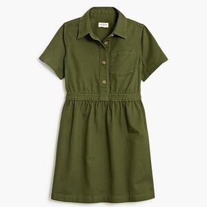 Crewcuts Army Green Short Sleeve Collared Shirt Dress